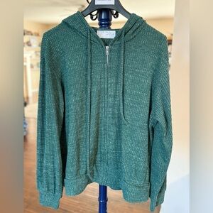Women’s Heather Green Full Zip Jacket, Size Large